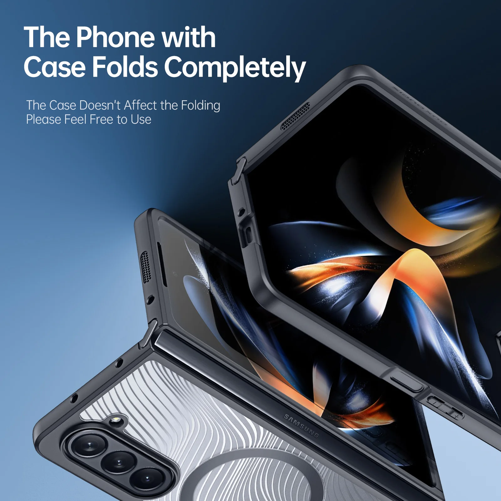 For Magsafe Case for Samsung Galaxy Z Fold 5 Acrylic PC+TPU Matte Transparent Airbag Shockproof Cover For Galaxy Z Fold5 case