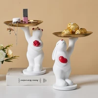 animal statue with tray sculpture home decor figurine desk storage multifunction tv cabinet ornaments room decoration crafts