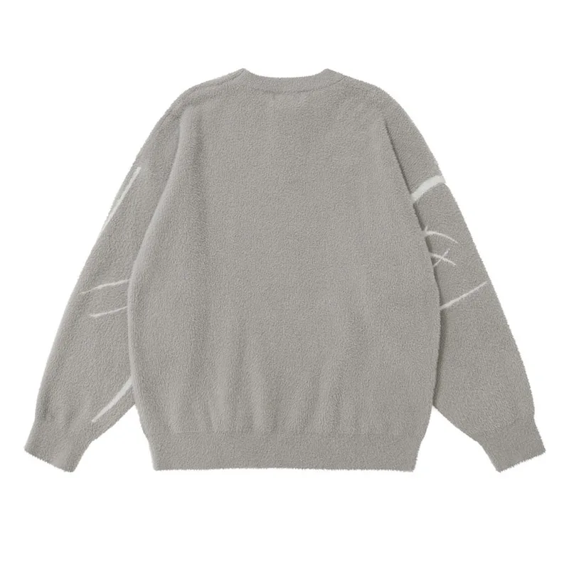 Модный вязаный свитер в стиле хип-хоп уличный Повседневный пуловер с принтом