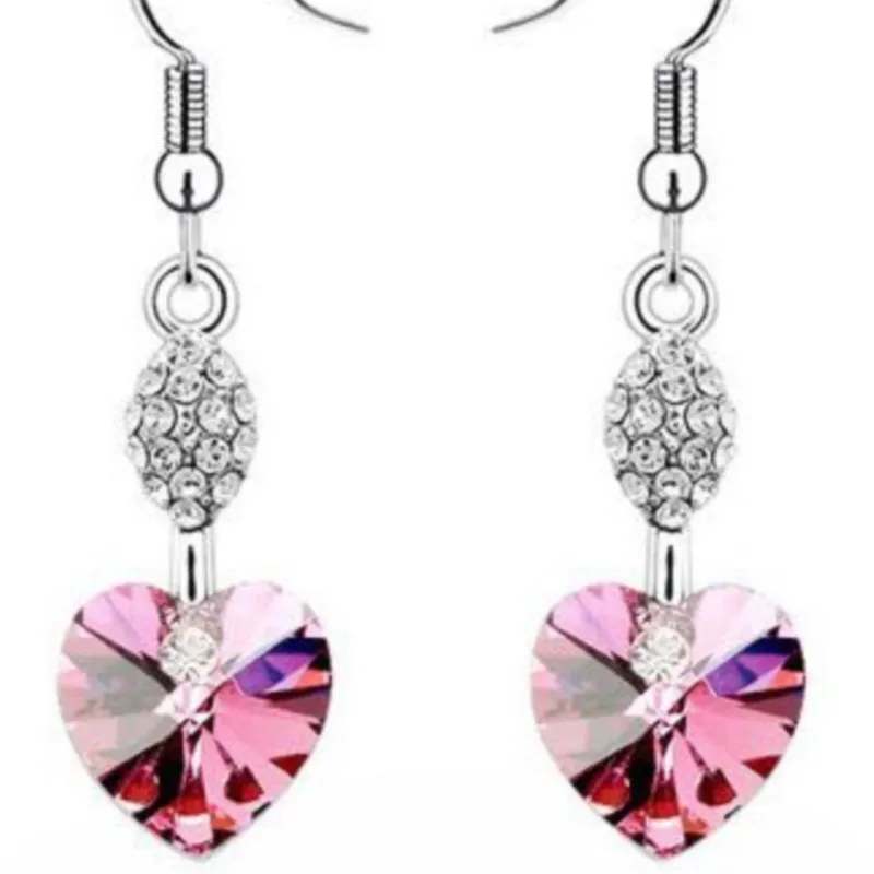 Серьги-подвески для девочек с подвесками в форме сердца и кристаллами - купить по