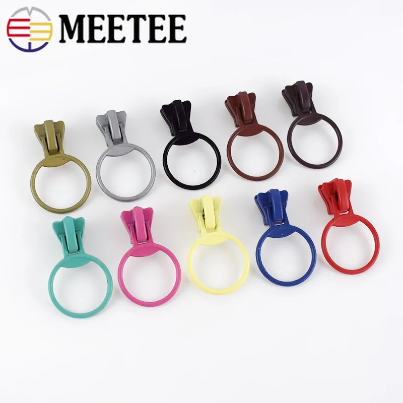 

Meetee 10/30/50pcs 3# 5# O Rings Puller Zipper Slider for Resin Zips Bag Clothes Zippers Head Repair Kits Sewing Zip Accessories