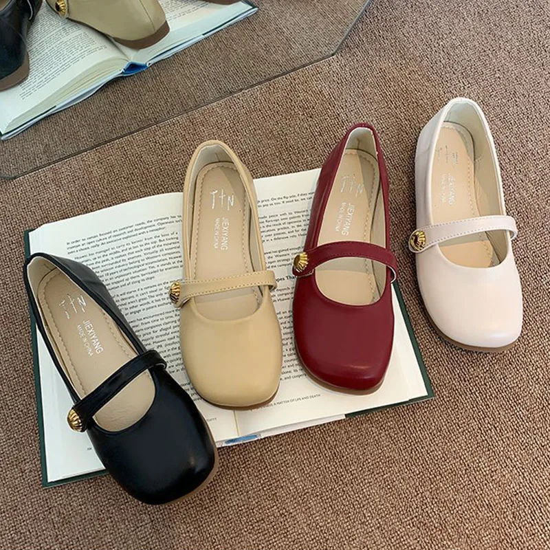 

Туфли-лодочки женские на маленьком каблуке, модные повседневные лоферы с мягкой подошвой, Лолита, Кожаные Туфли с круглым носком