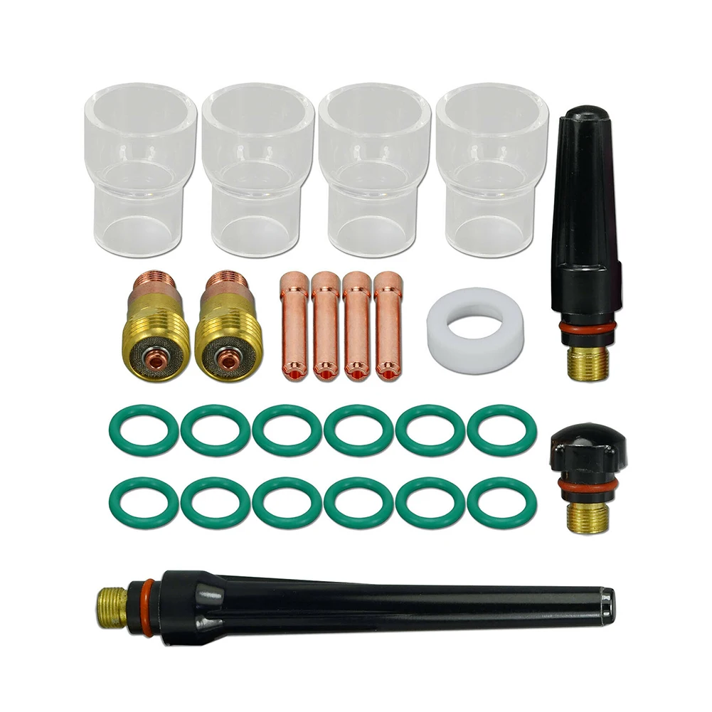 

26PCS TIG Welding Torch Accessories Kit Alumina Nozzle Stubby Gas Lens Pyrex Cup Kit For DB SR WP 17 18 26 Welding Torch