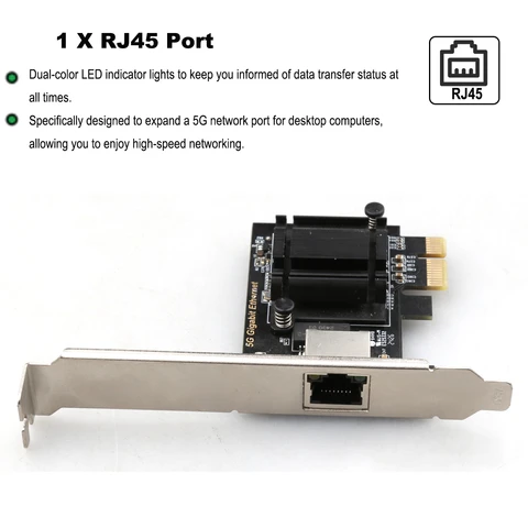 Сетевая карта 5G PCI-E к RJ45, чип RTL8126, гигабитный Ethernet PCI Express, сетевая карта 10/100/2500/5000 Мбит/с для настольного компьютера