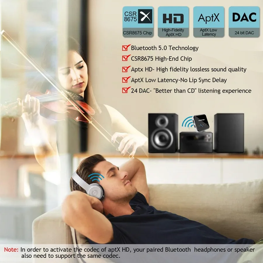 

CSR8675 Aptx HD LL Bluetooth 5,0 аудио приемник передатчик RCA 3,5 мм разъем AUX беспроводной адаптер с микрофоном для ТВ автомобиля ПК наушников
