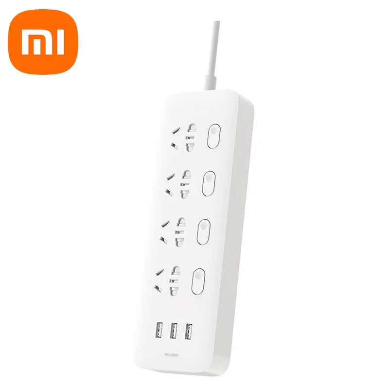 

Xiaomi Mijia Four Bit Four Control Plug In Board 3USB Ports 2A Fast Charging Socket Four Independent Control Plug Socket Home 2m