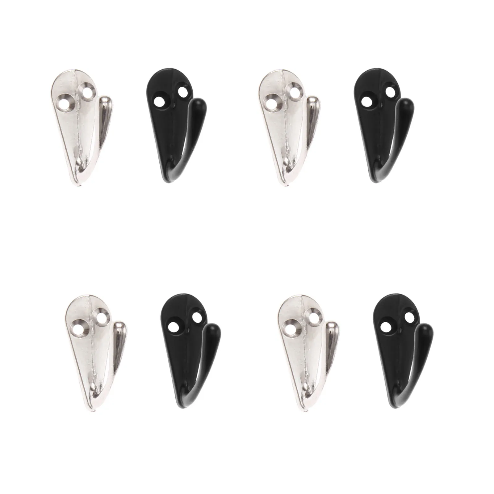 5pcs Hooks Wall Mounted Hanger w/screws Black/Silver Zinc Alloy Coat/Key/Bag/Towel/Hat Home Door Decor Bathroom Kitchen 33x14mm images - 6