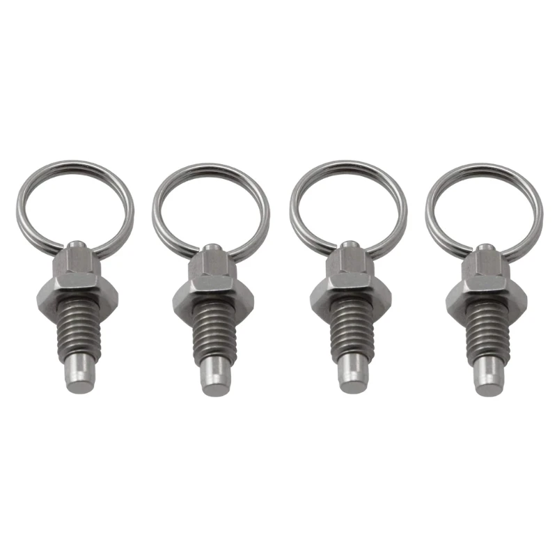 

P82D 4 Pcs Non Lock-Out Knob Plunger Stainless Steel Locking Pin Hand Retractable Spring Plunger with Pull Ring Durable