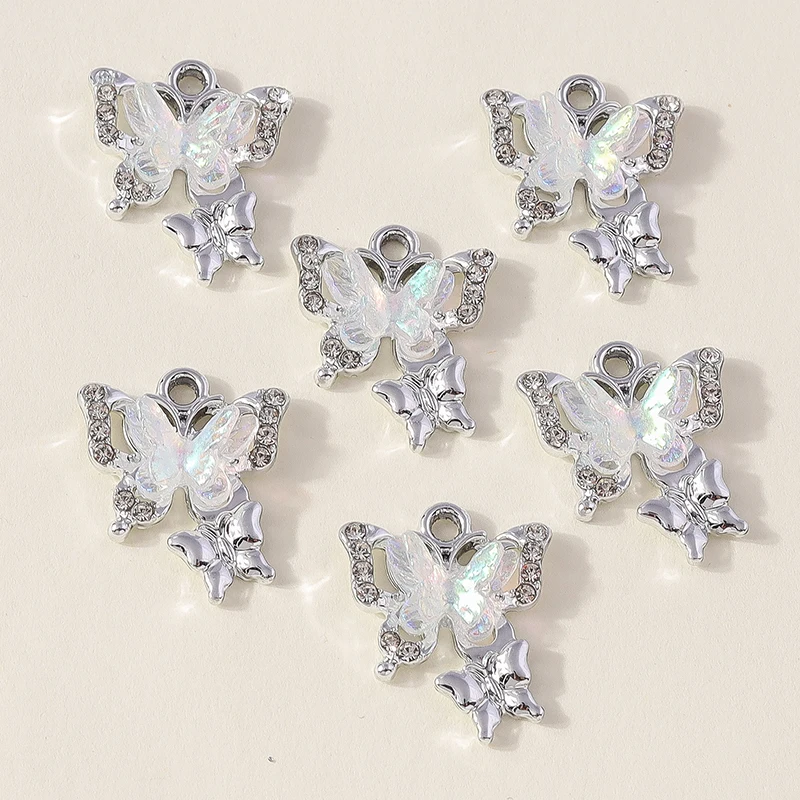 Leslie 10 шт. 16x19 мм блестящие хрустальные подвески-бабочки подвески для изготовления