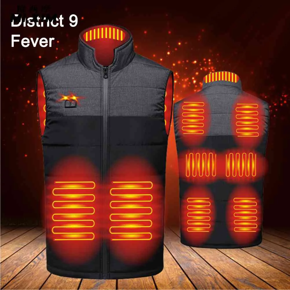

Men Women Infrared 9 Heating Areas Vest Jacket Men Winter Electric Heated Vest Waistcoat for Sport Hiking Skiing Thermal Clothes