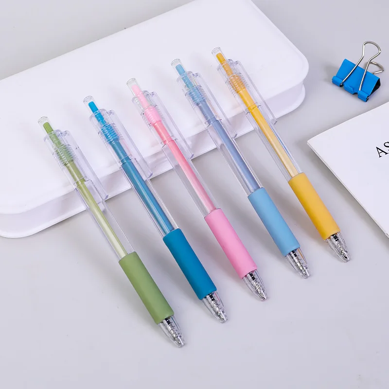 

Exquisite Morandi Series 5pcs Gel Pen Korea Kawaii Stationary 0.5mm Black Push-action Ballpoint Pen for School Office Supplies