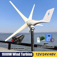 real efficiency 1000w wind turbine generator 24v 48v alternative home energy hybrid system solar inverter and mppt controller