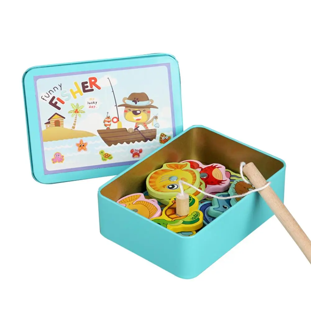 

Оригинальная деревянная Магнитная рыболовная игрушка, набор магнитных детских пазлов, образовательные детские подарки для координации ру...