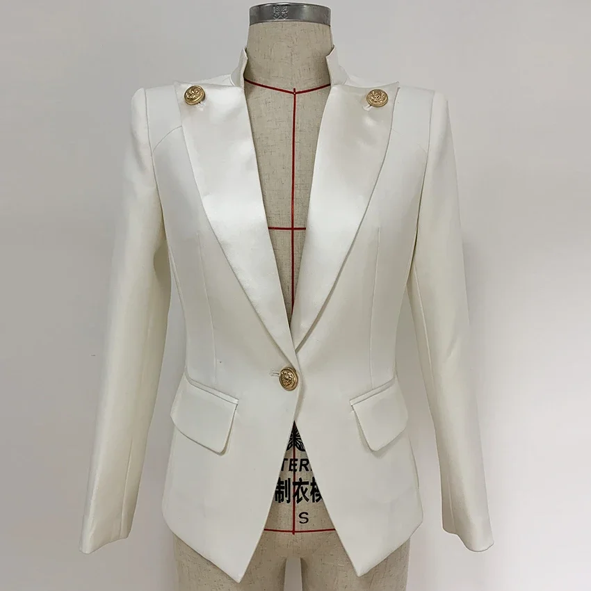 HIGH QUALITY Newest 2023 Designer Blazer Jacket Women's Single Button Satin Collar Blazer