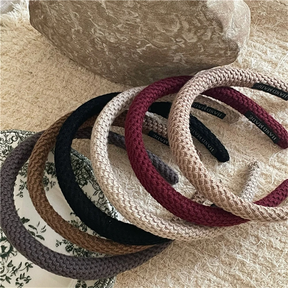 

Sponge Thickening Knitted Wool Headbands Trendy Women Outdoor Yoga Hairbands Bangs Makeup Headwear Hair Accessories For Girls