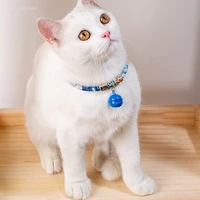 cat accessories cute fashion bell collar pet supplies shrinkable japanese style elastic band bell anti lost for cat dog necklace