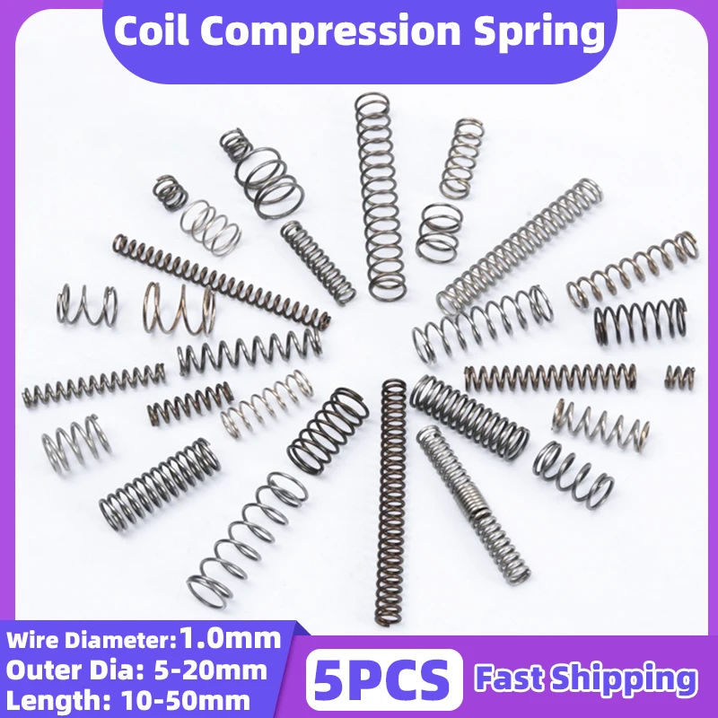 5 шт. цилидрическая Пружина сжатия диаметр провода = 1 0 мм внешний 5-20 длина 10-50