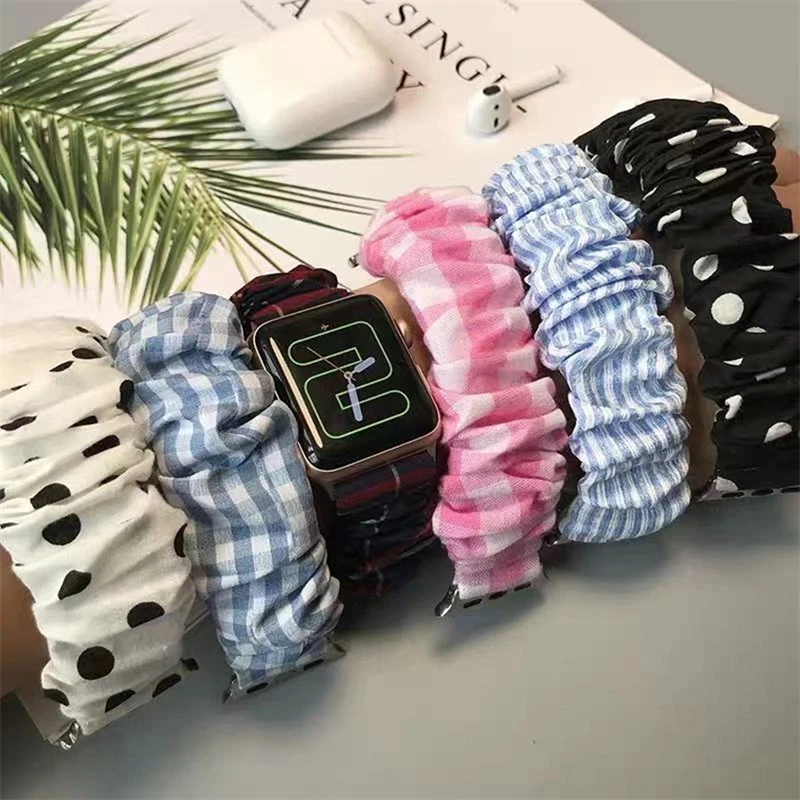 Hair Ring Creative strap For Apple Watch 44mm 45mm 49mm 41mm 40mm 38 42mm Elastic Fabric Bracelet iwatch Series Ultra 8  7 6 SE