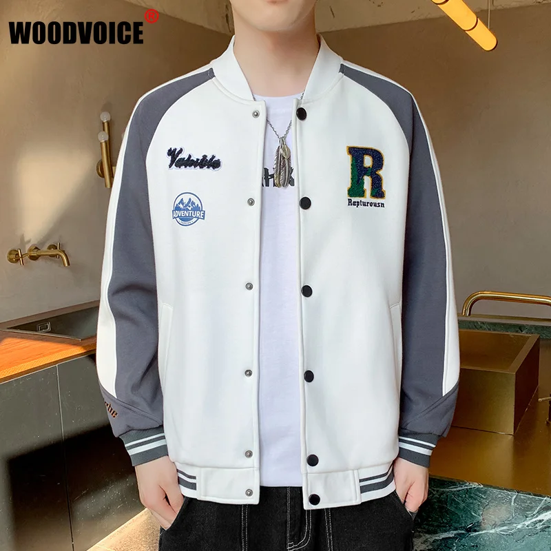 

Mens Baseball Uniform Jacket Letter Embroidery Coats Men Streetwear Bomber Jackets Loose Couple Clothes Unisex jaqueta masculina