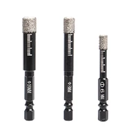 3pcs 6810mm hex handle vacuum brazed diamond dry drill bits hole saw cutter for granite marble ceramic tile glass