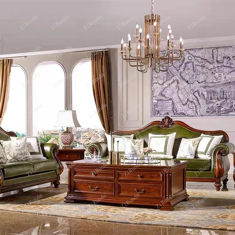 ~Диван роскошная вилла гостиная североамериканский орех резьба по дереву цветок