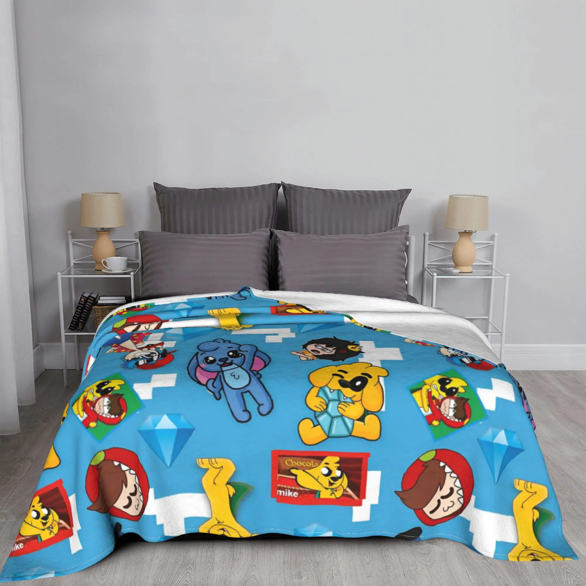 Mikecracks Game Blanket Velvet Cartoon Soft Throw for Airplane Travel Bedspread