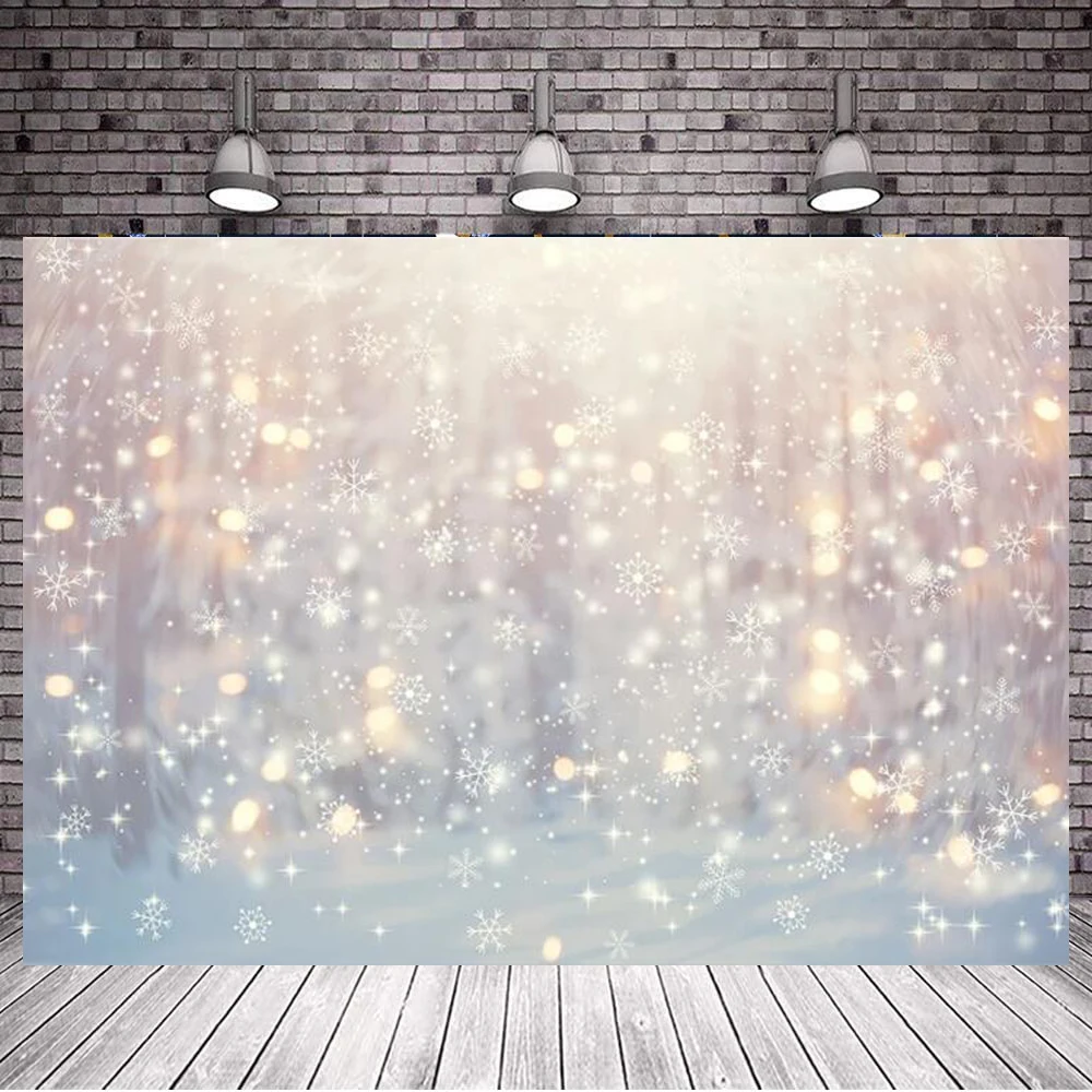 

Photography Backdrops Winter Glitter Snow Bokeh Snowfield Photophone Christmas Snowflake Curtain Photo Studio Background