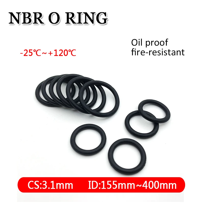 

5pcs NBR O Ring Seal Gaskets CS 3.1mm OD 155~400mm Automobile Nitrile Rubber Round Shape Washer Corrosion Resist Sealing Gaskets