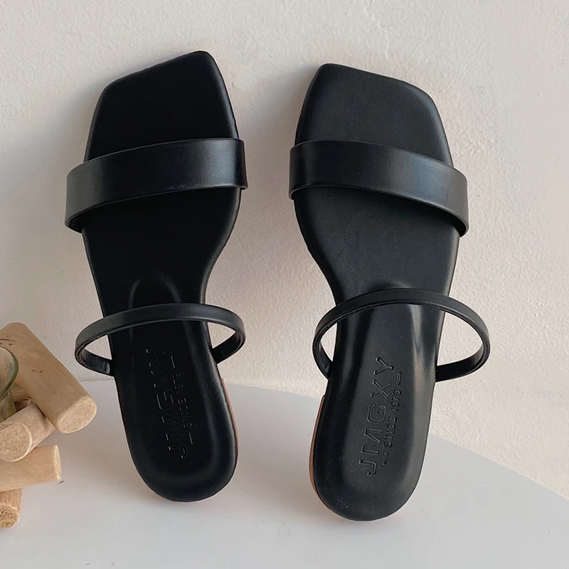 2023 Fashion Minimalist Two Part Slide Sandals Women Slippers Summer New Outdoor Beach Flat Sandals Non-slip Slides Woman Shoes