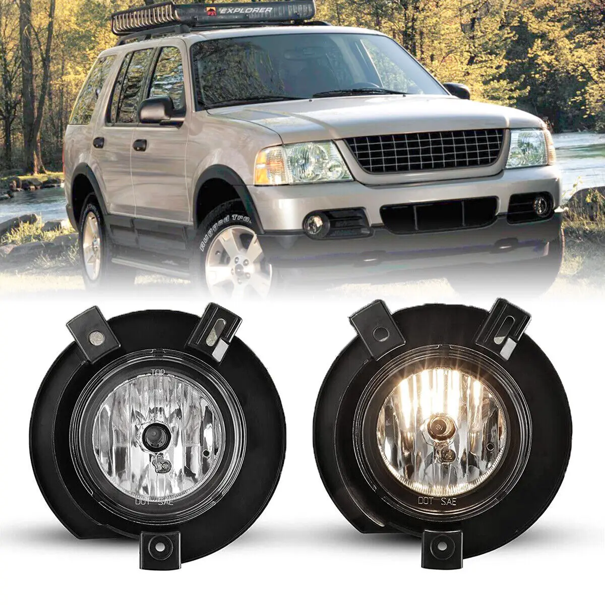 

2 Шт. Ford Explorer 2002-2005 Противотуманные Фары Для Переднего Бампера С Рамкой И Лампочкой