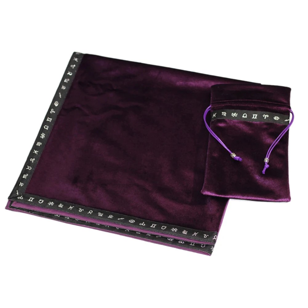 

Home Decor Tarot Table Cloth Set Wicca Astrological Board Game With Pouch Portable Altar Divination Entertainment Soft Velvet