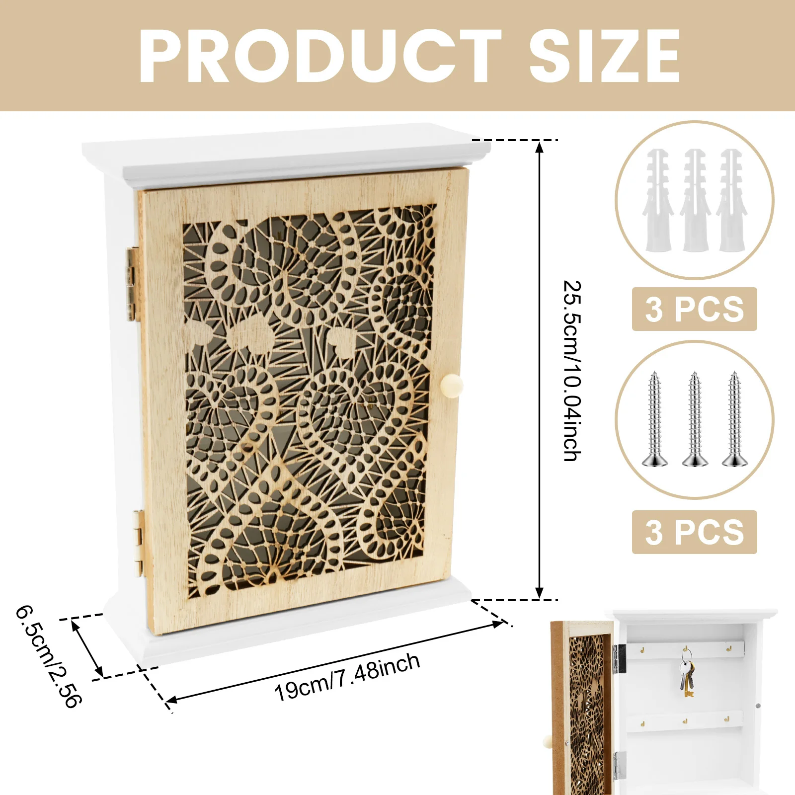 Деревянный настенный ящик для хранения ключей в скандинавском стиле полые