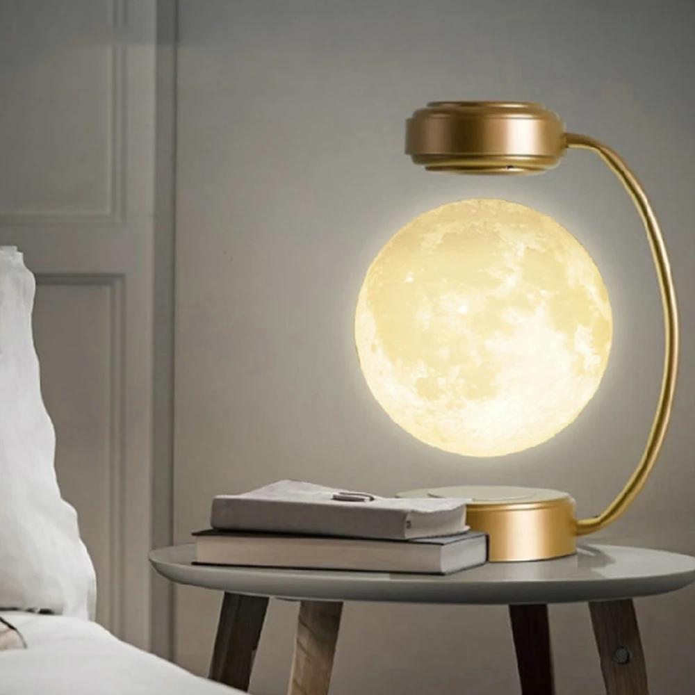 3D Magnetic Levitation Moon Lamp Night Light Rotating Moon Floating Moon Lamp Luxury Bedroom Table Lamp Decoration Ornaments