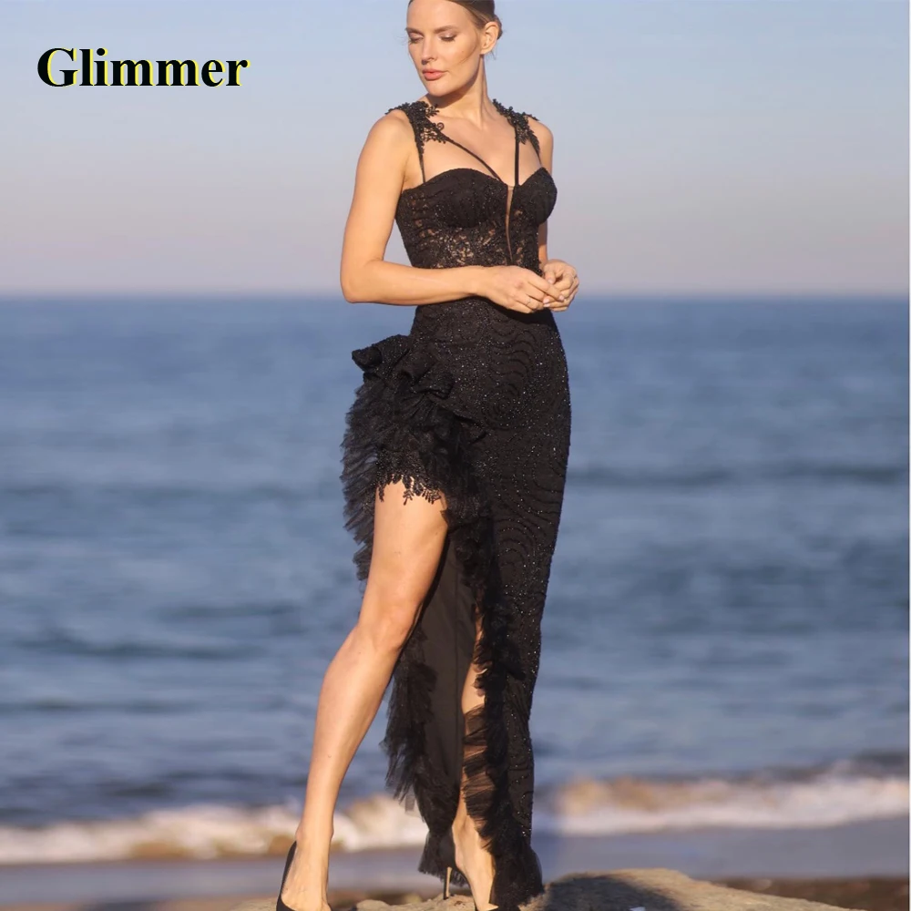 

Glimmer Spaghetti Straps Zipper Evening Dresses Formal Prom Gowns Made To Order Quinceanera Vestidos Fiesta Gala Robes De Soiree