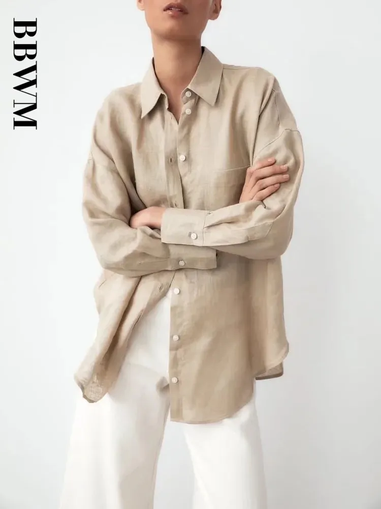 Женская однобортная рубашка с отложным воротником Повседневная однотонная
