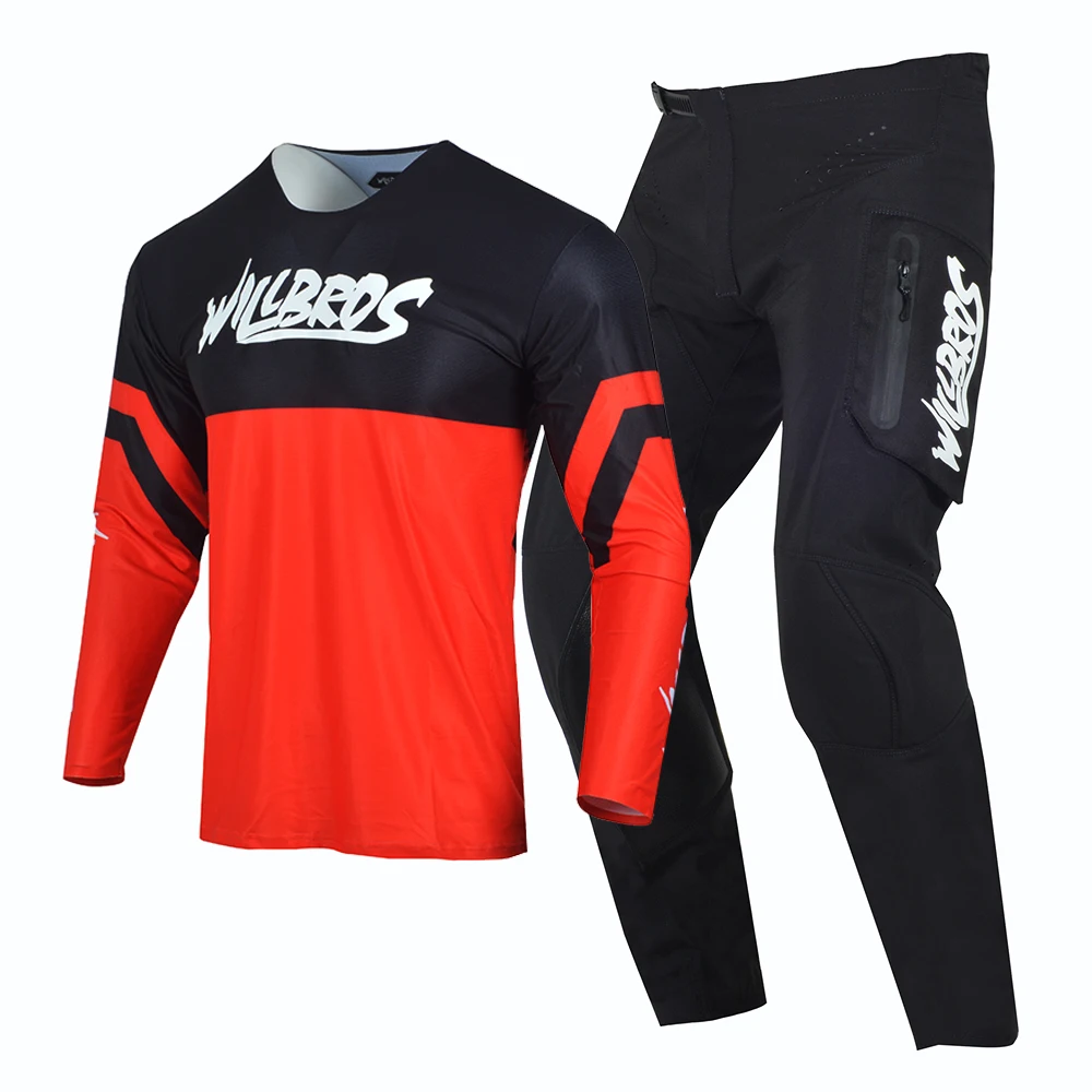 

Willbros MX Flexair Mach Jersey Pants Combo Motocross Dirt Bike Offroad Racing 4 Way Stretch With Pocket Gear Set BMX Enduro MTB