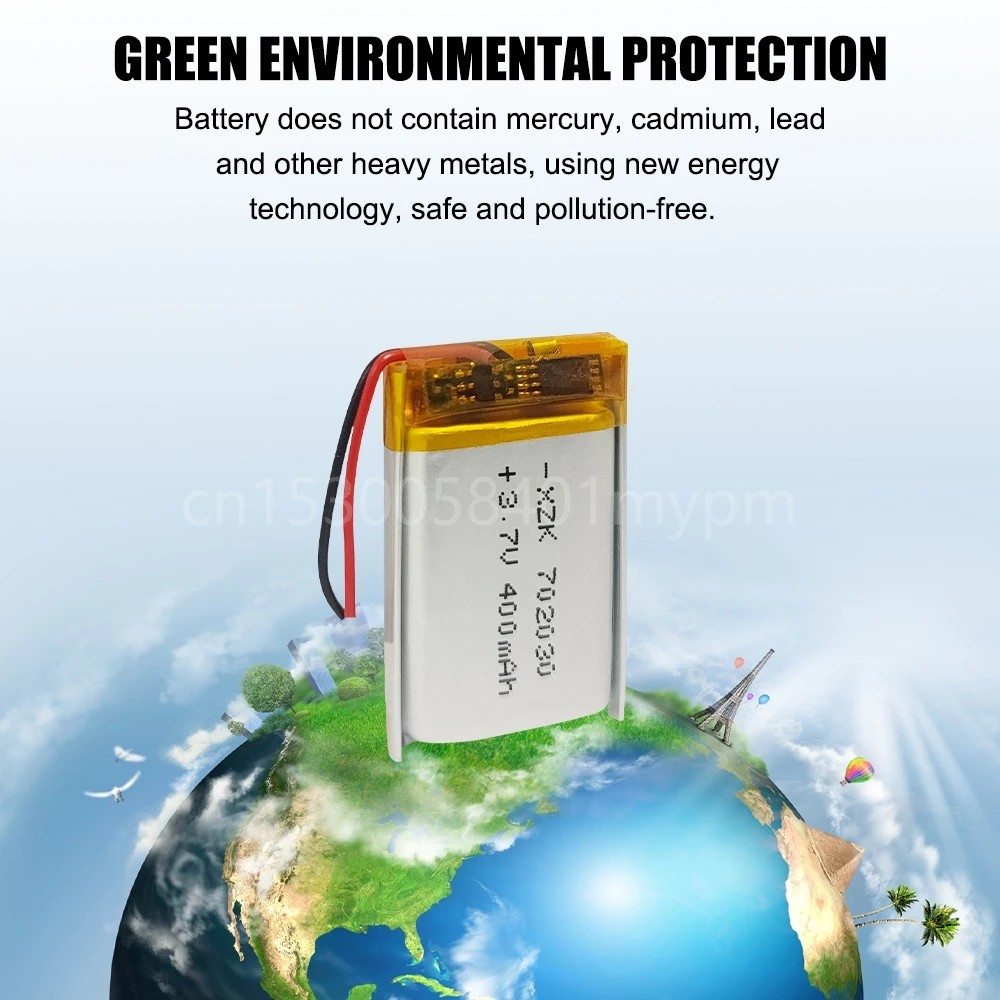 702030 3.7V 400mAh Lithium Polymer Rechargeable Battery for MP3 MP4 GPS Bluetooth Headset Speaker Walkie-talkie 691929 072030 - купить по