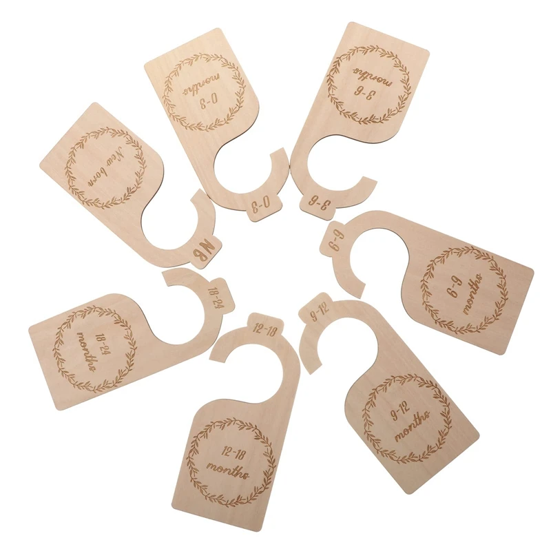 

7Pcs Wooden Baby Closet Divider,Upgrade NB to 24 Months Baby Cloth Organizer By Age Nursery Infant Wardrobe Divider