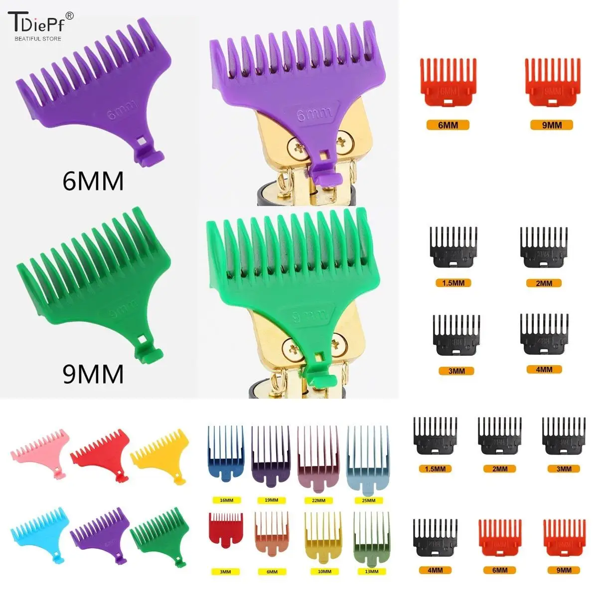 3/4/6/8/MM Hair Trimmer Limit Comb Universal Black Guards Ha