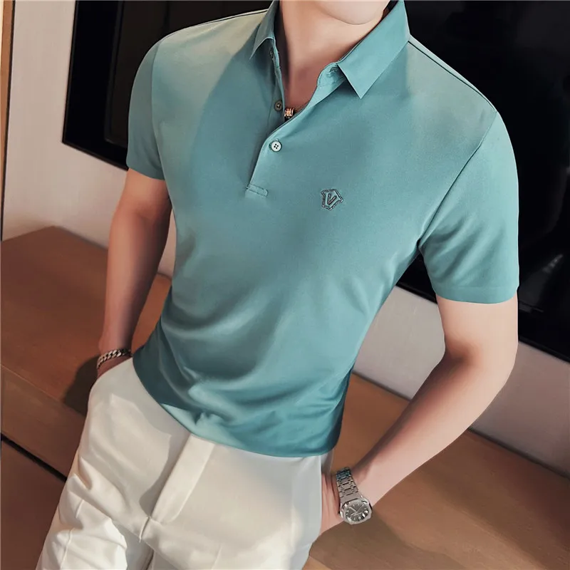 

Plus Size 4XL-M Summer Thin Breathable Short Sleeve Polo Shirts For Men Clothing 2022 Simple Slim Fit Casual Tee Shirt Homme Hot