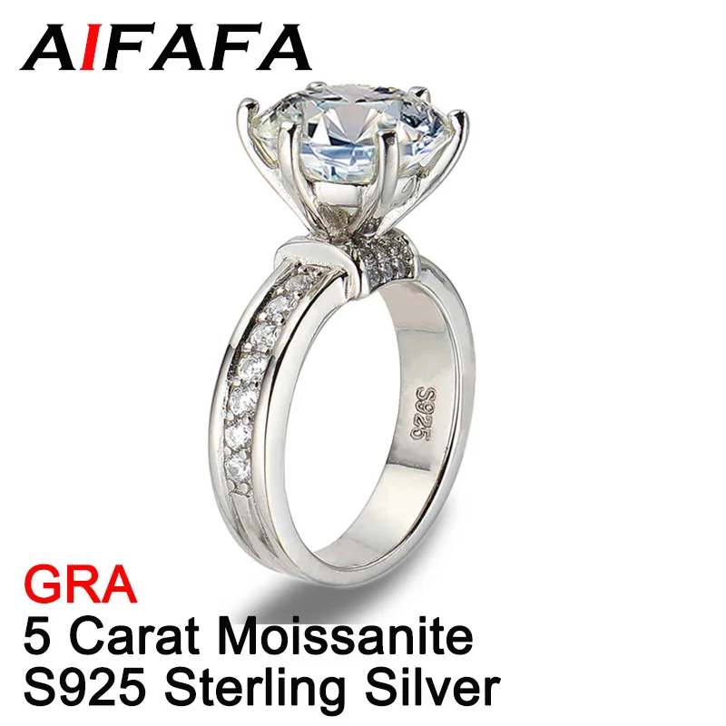 

AIFAFA S925 Sterling Silver 5 Carat Real Green Moissanite Rings For Women Pt950 Sparkling Diamond Wedding Party Fine Jewelry GRA