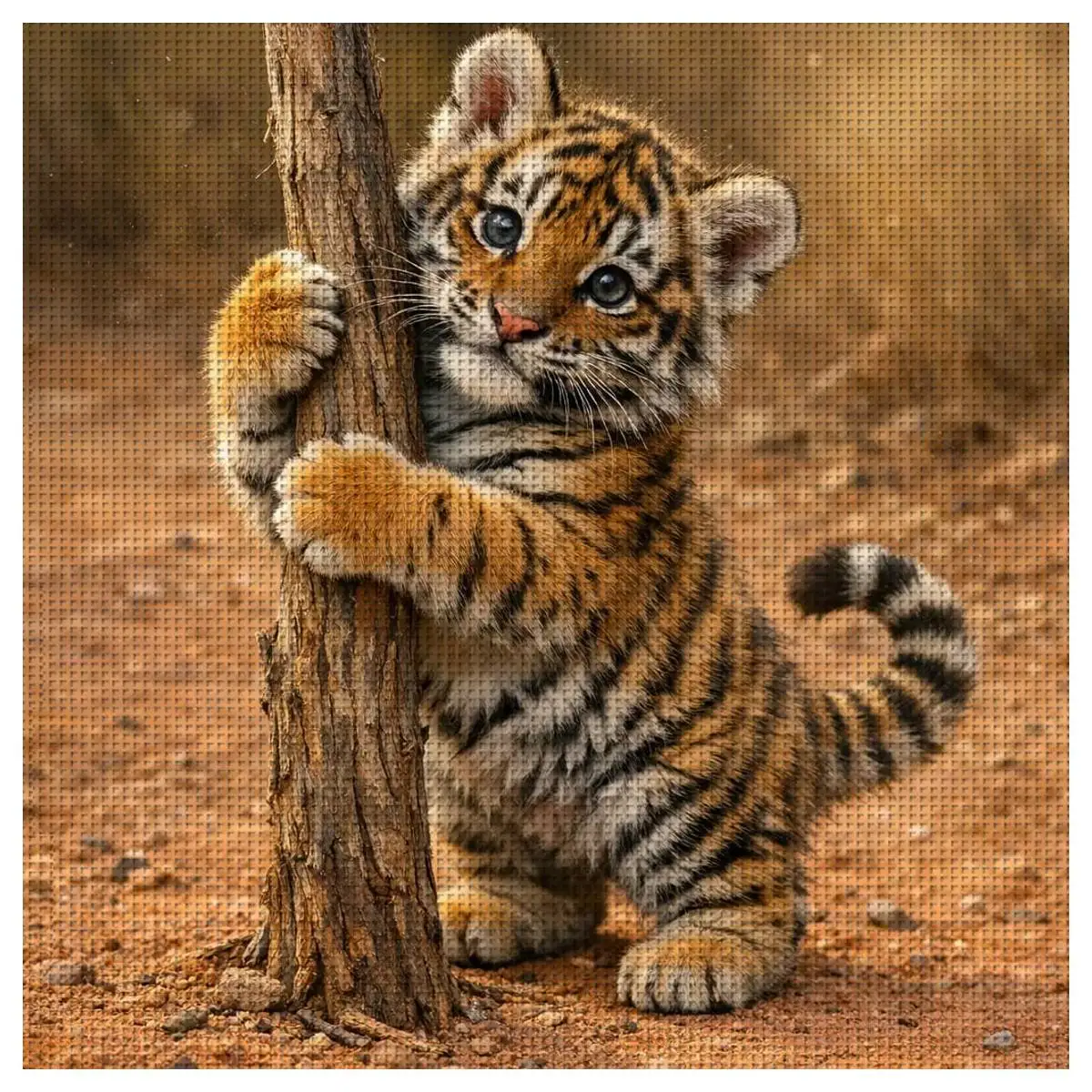 Фото 1 шт. Набор для вышивки крестом с изображением маленького тигра, 30x30 см/11,8 дюйма, 11/14/16CT, набор для вышивки своими руками, набор для вышивки крестом своими руками. №1