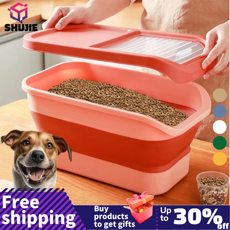 

13 LB Collapsible Cat Dog Food Storage Container Folding Pet Food Container With Lids Sealing Box kitchen Grain Storage Boxes