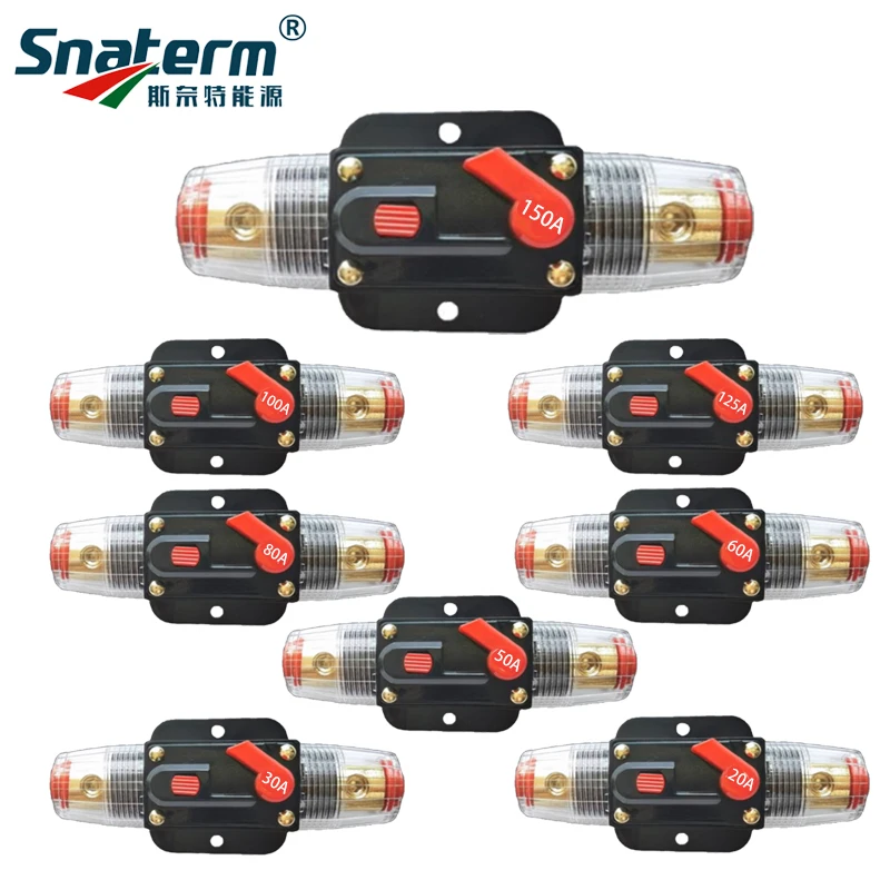 Circuit Breaker 12V 24V 20A 30A 40A 50A 60A 80A 100A Auto Car Bike Stereo Audio Solar Energy Circuit Breaker Reset Fuse Inverter