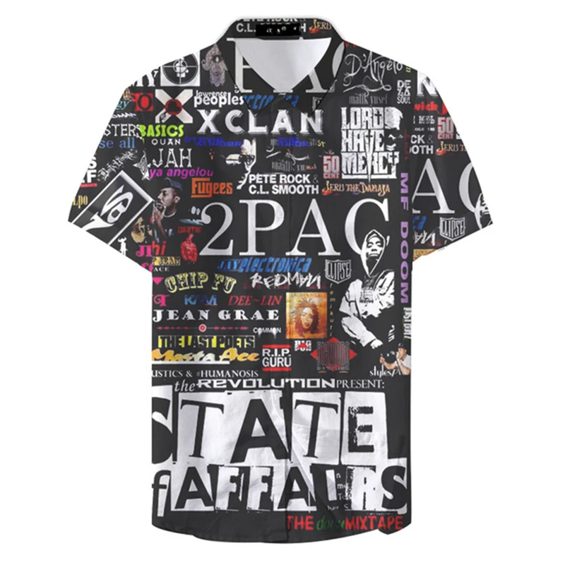 

2023 3D Printing Summer Men's Women Hawaiian Short Sleeve Oversize Shirt White Clothing Korean Blouses Tops Blusas