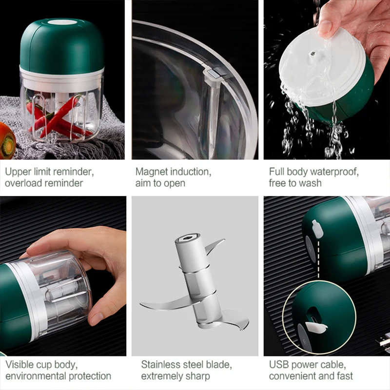 electric food chopper garlic crusher meat grinder mini garlic press vegetable chopper masher machine usb kitchen gadgets free global shipping