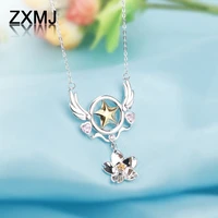 zxmj new cartoon necklaces fashion anime necklaces for women popular sakura pendant clavicle chain magic card girl necklace