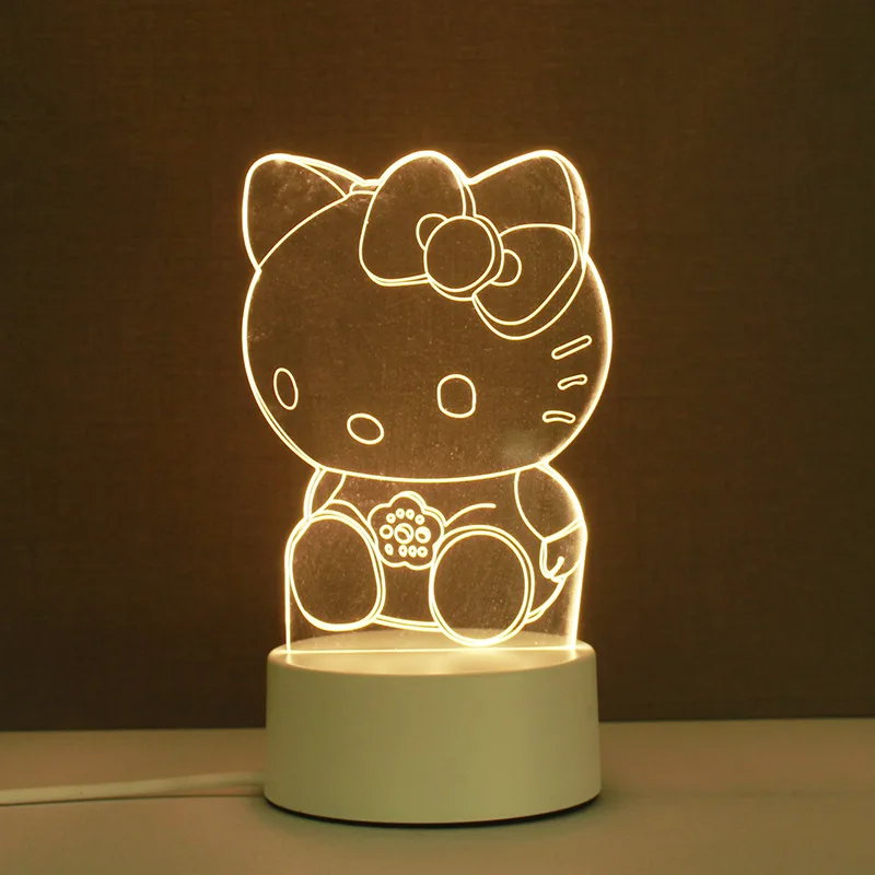 Sanrio Hello Kitty Kuromi Melody Cinnamoroll Anime 3D Led Night Light Model Toys Bed Room Decor Birthday Gift Christmas for Kids