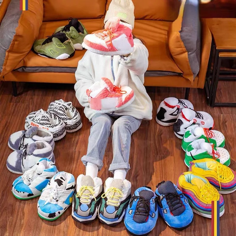 

Кроссовки US 10,5 для мужчин и женщин, домашняя хлопковая обувь, женские зимние теплые плюшевые тапочки, Женские Симпатичные домашние тапочки ...