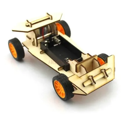 DIY wood board two-wheel drive small technology small production model steam education popular science education experiment toy